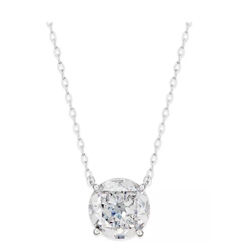 Eliot Danori Round Clear Crystal Pendant Necklace in Silver